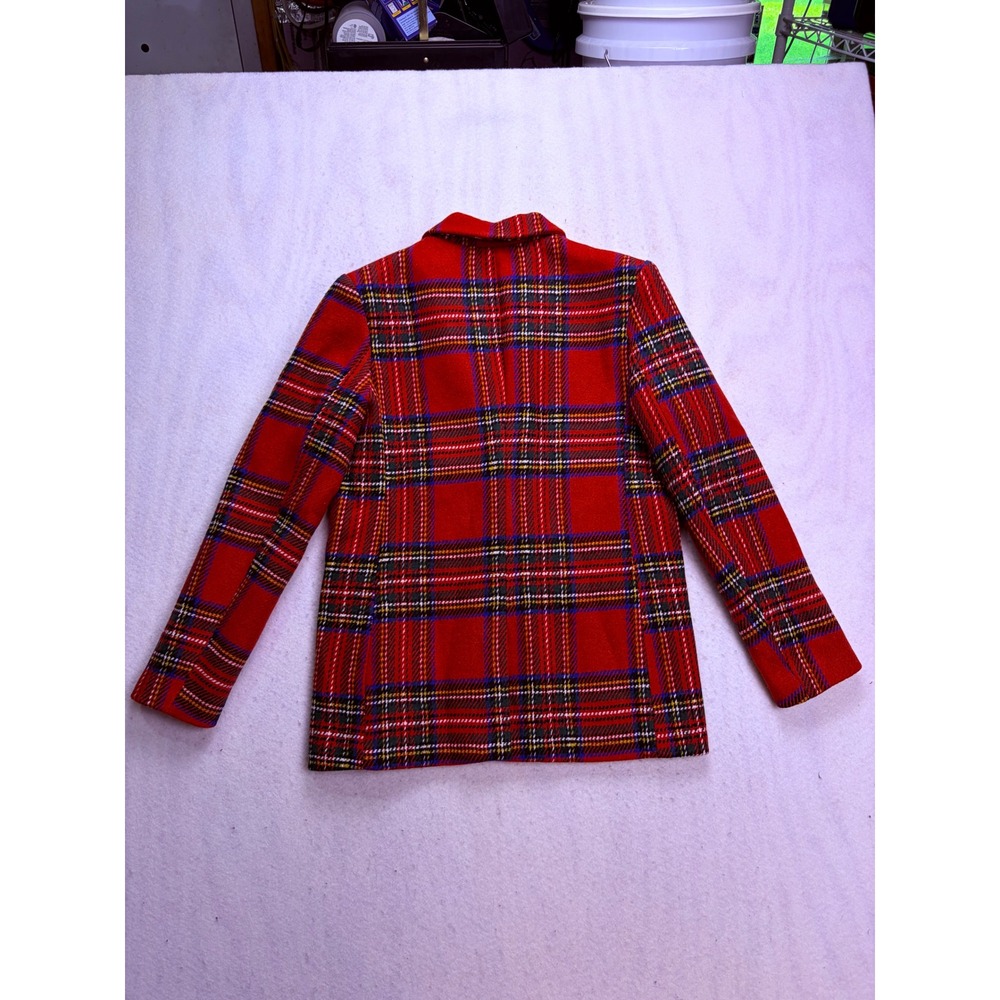 VICI Plaid Blazer Women Small Red Tartan Checkered One Button Preppy Office - Picture 9 of 9